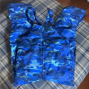 Lands' End Blue Camo Kids Snow Bibs - Big Size 14 - cross posted